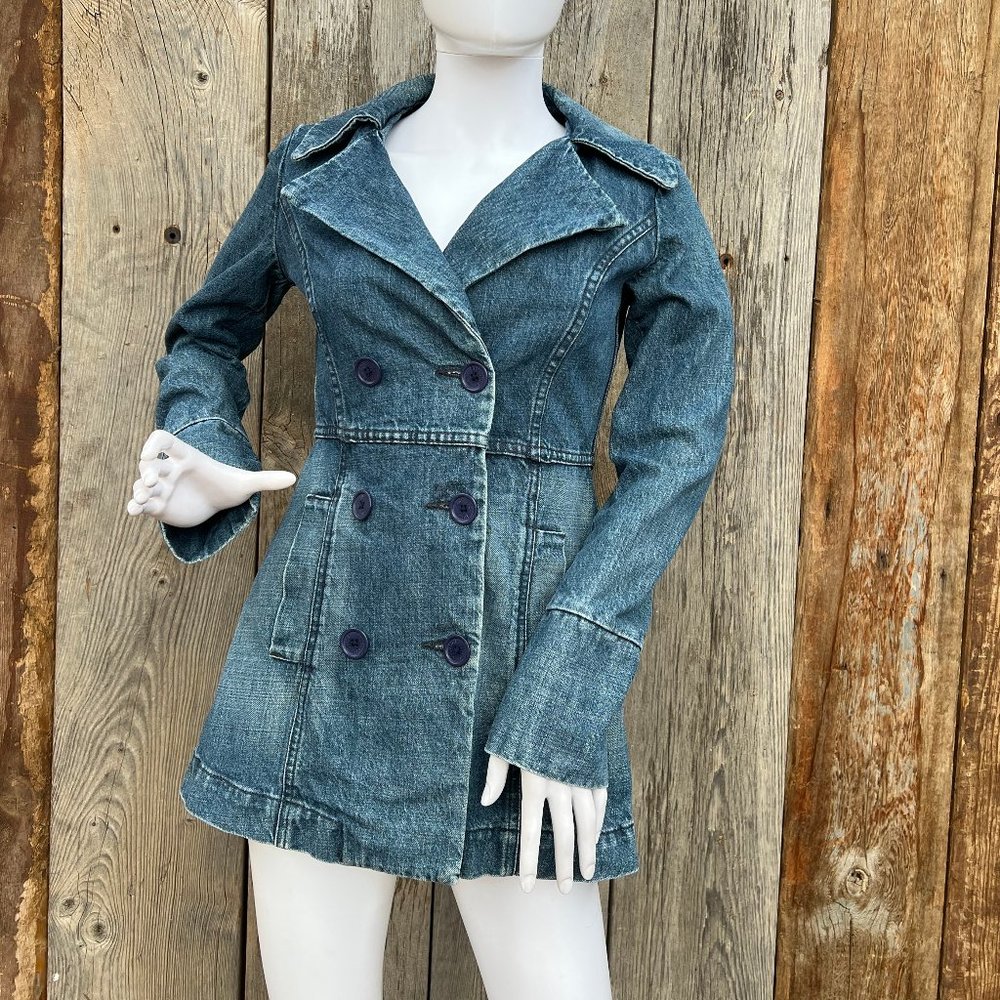 Juicy Couture Vintage Double Breasted Fitted Denim Jacket, Made in the USA Sz S